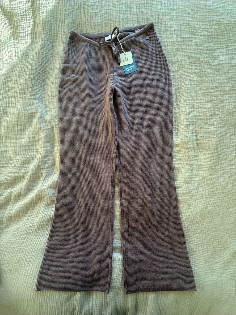 GAP x Summer Fridays CashSoft Waffle Boot Pants Size Small in Mauve Moves Pink